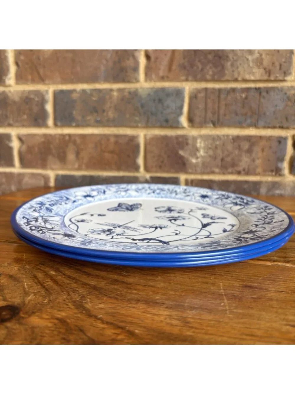Indigo Blue Victorian Tin Plates, Set of 4, Restoration Hardware, Original Tin